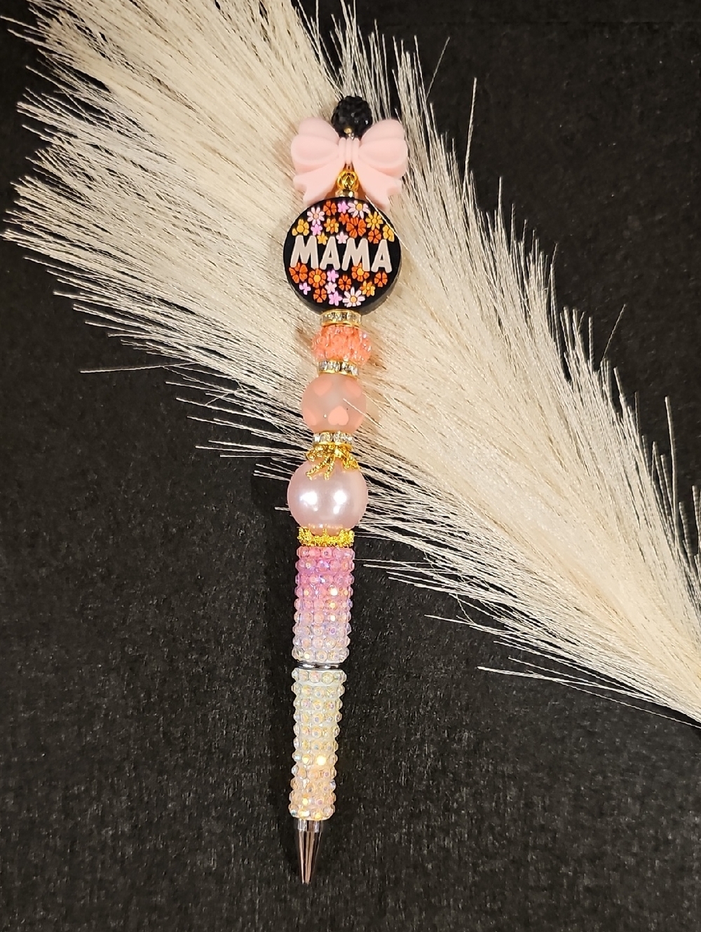 Pink "MAMA" Beaded Charm Pen